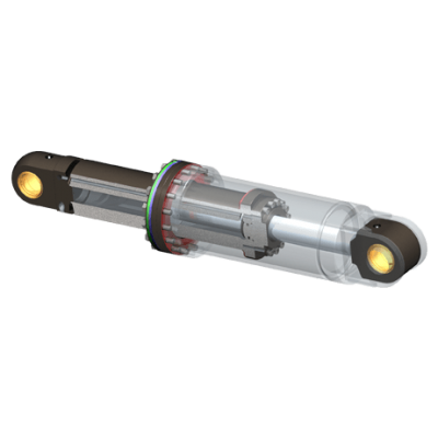 Mag grapple cylinder with a view of the internal hydraulic channel.