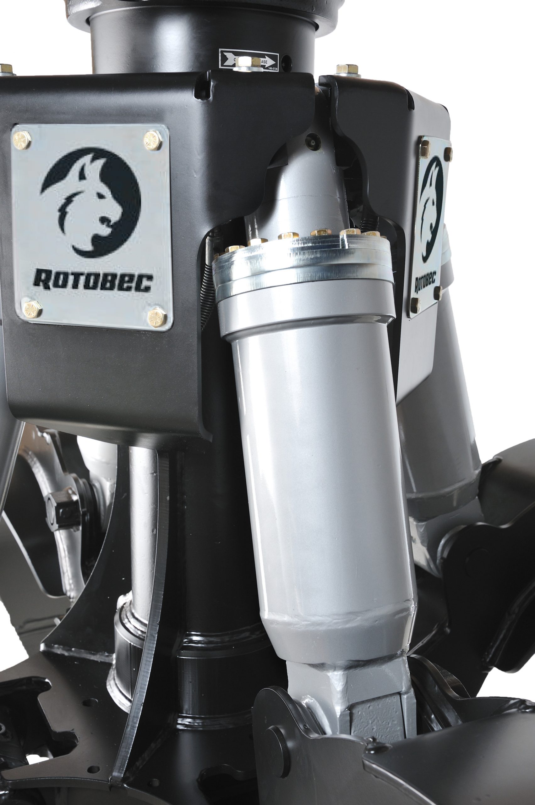 Rotobec's 360 degrees, guarded cylinder with the Rotobec logo on it.