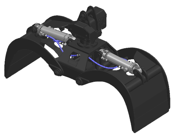 Hydraulic routing waste grapple